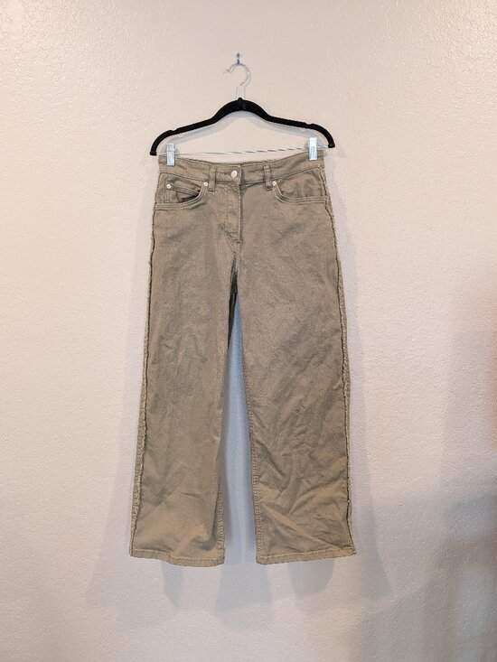 OAK + FORT Pants - OAK + FORT Olive Green Pants with Raw Edge Side Seams - Size 4